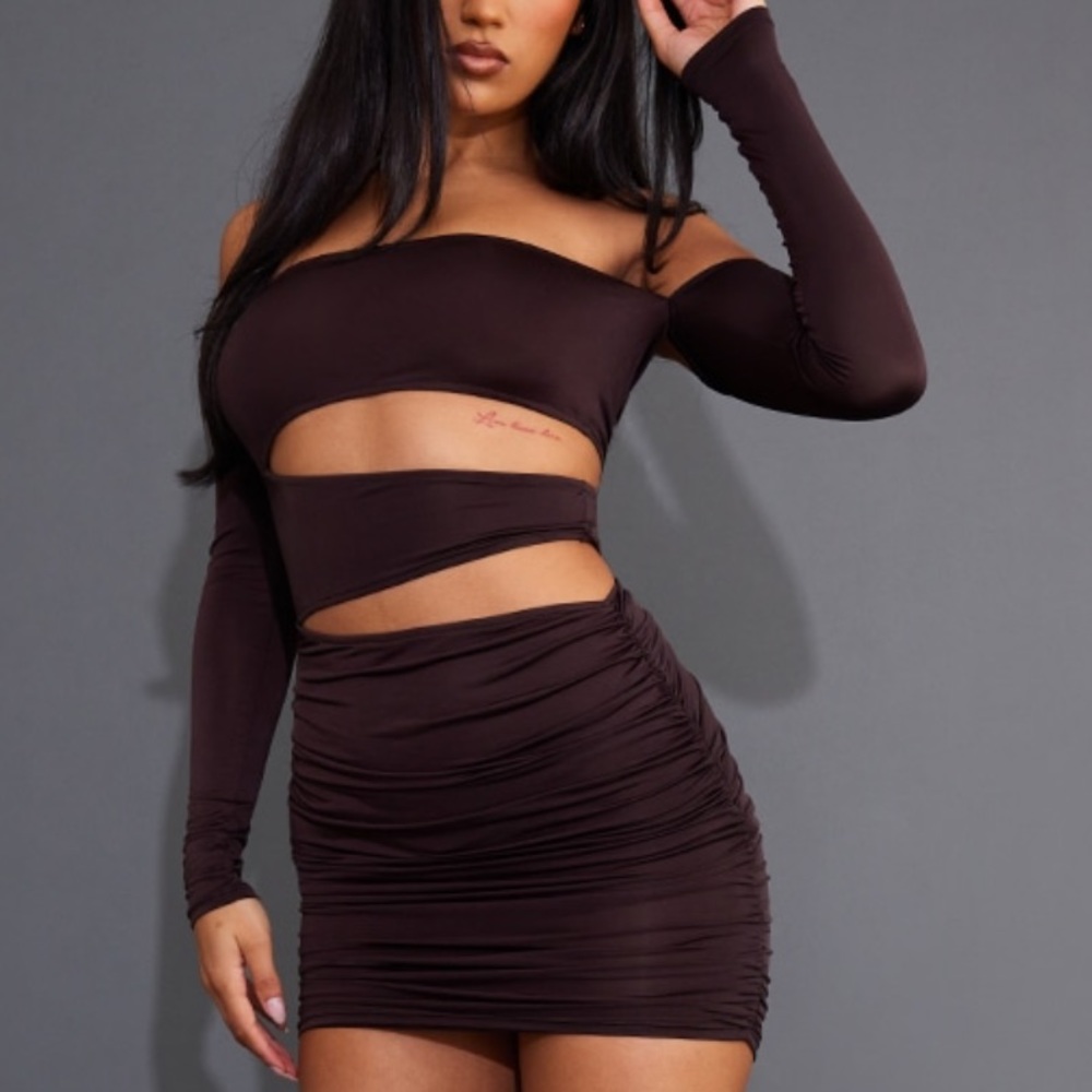 Chocolate Bodycon Cutout Dress - WORN ONCE